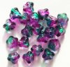 20 11mm Transparent Green & Fuchsia Two Tone Bell Flower Beads
